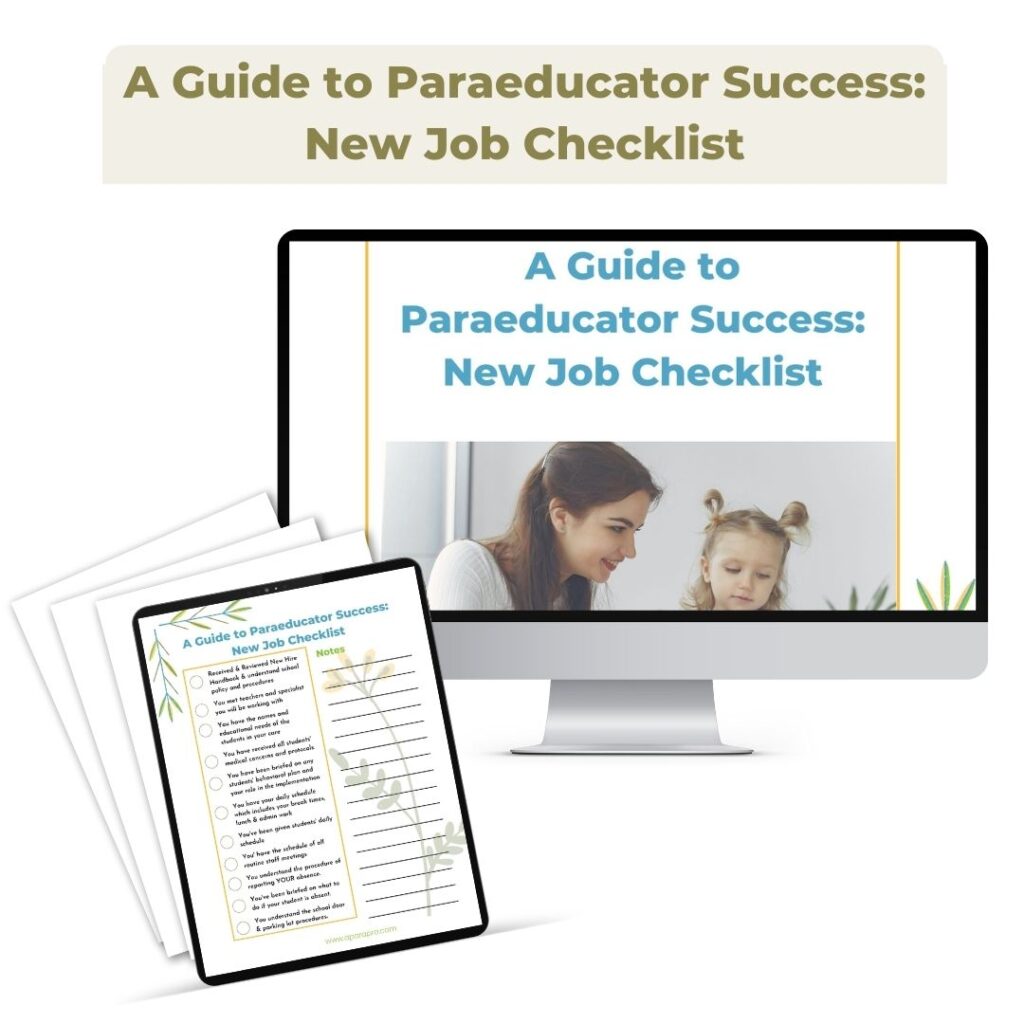 Free Paraeducator Checklist for New Paras by A Para Pro