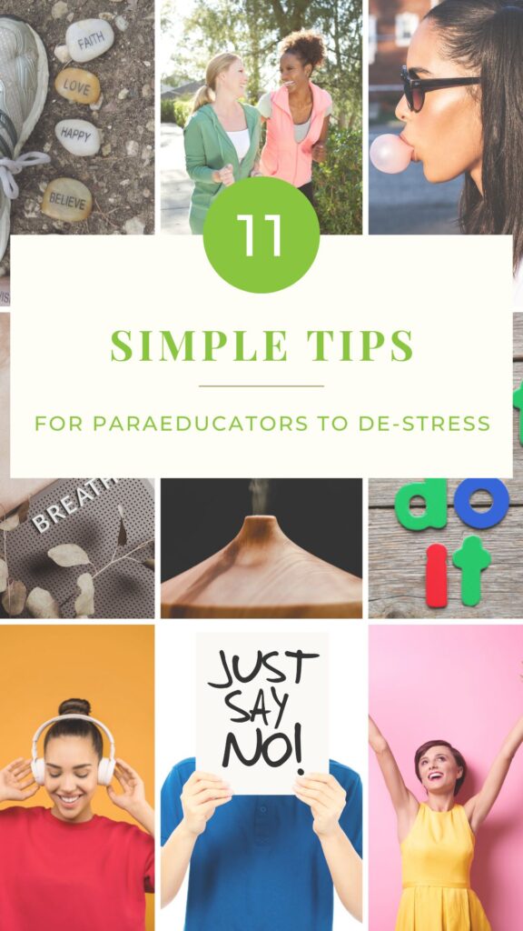 11 simple tips for paraeducators to de-stress pin
