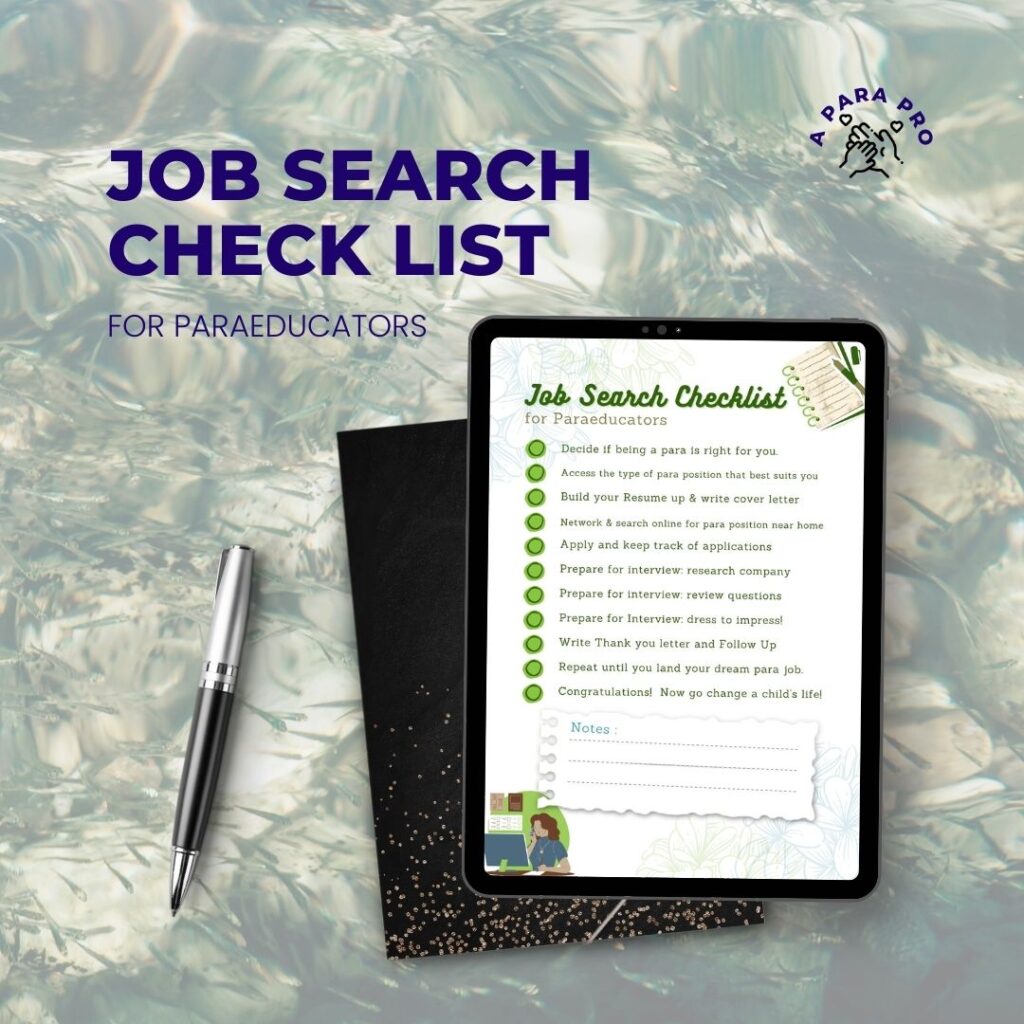 Job Search Checklist for Paras - A Para Pro Freebie